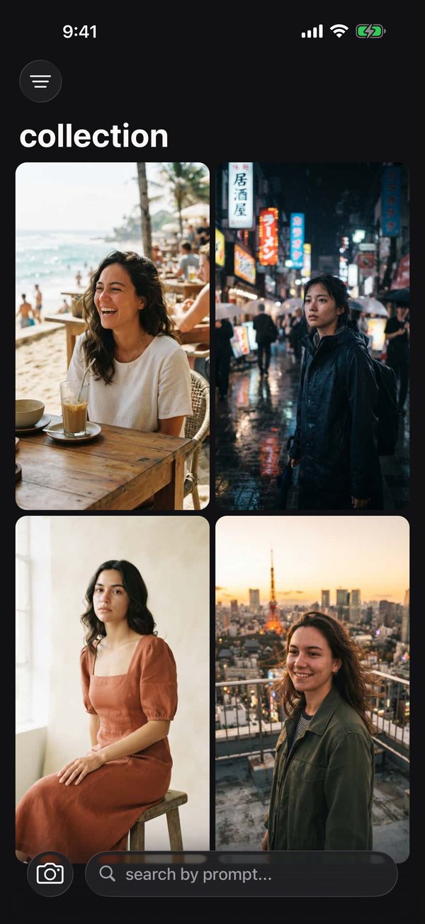 a grid of ai images created in the selfielab iphone app